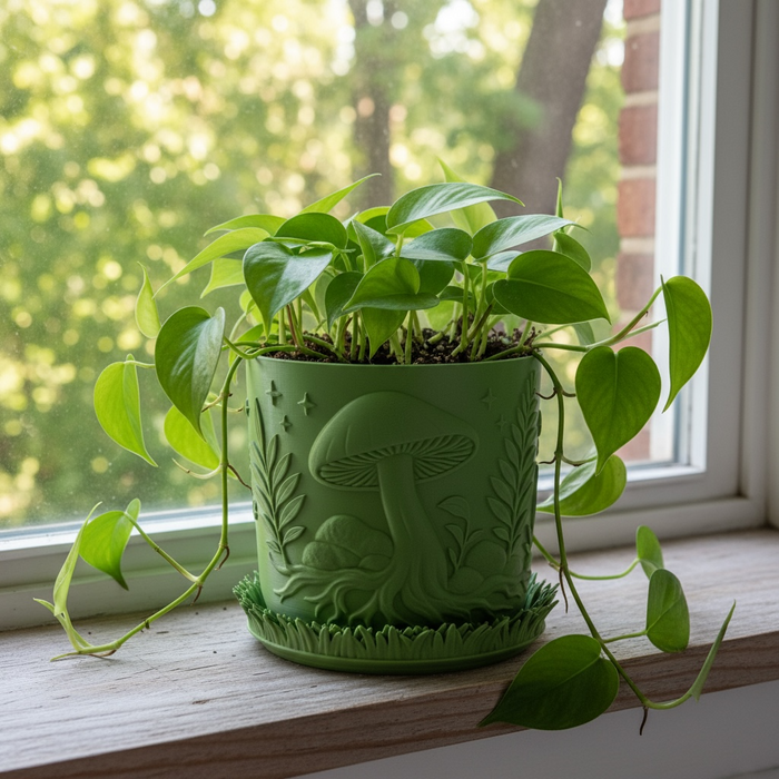 Custom 3D Printed Planter “Myco” – Mushroom Pot with Saucer, Choose Two Colors, Forest Decor · by Viviero3D