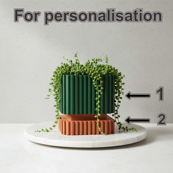 3D Printed “Stripes” Planter – Ribbed with Geometric Base, Custom Two-Tone or Solid Color Design