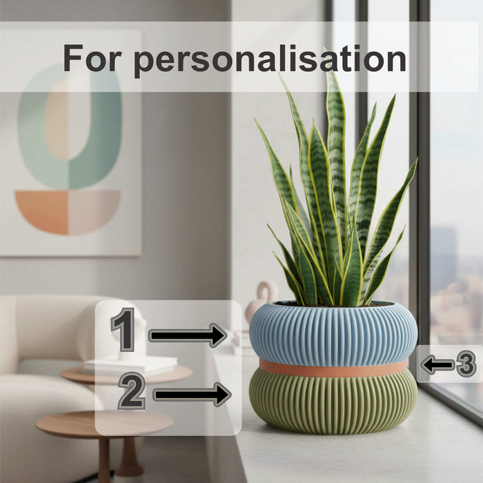 Modern 3D Printed Planter Pot "Fulix" | Textured Large Plant Pot with Drainage Option | Multicolor or Single Color