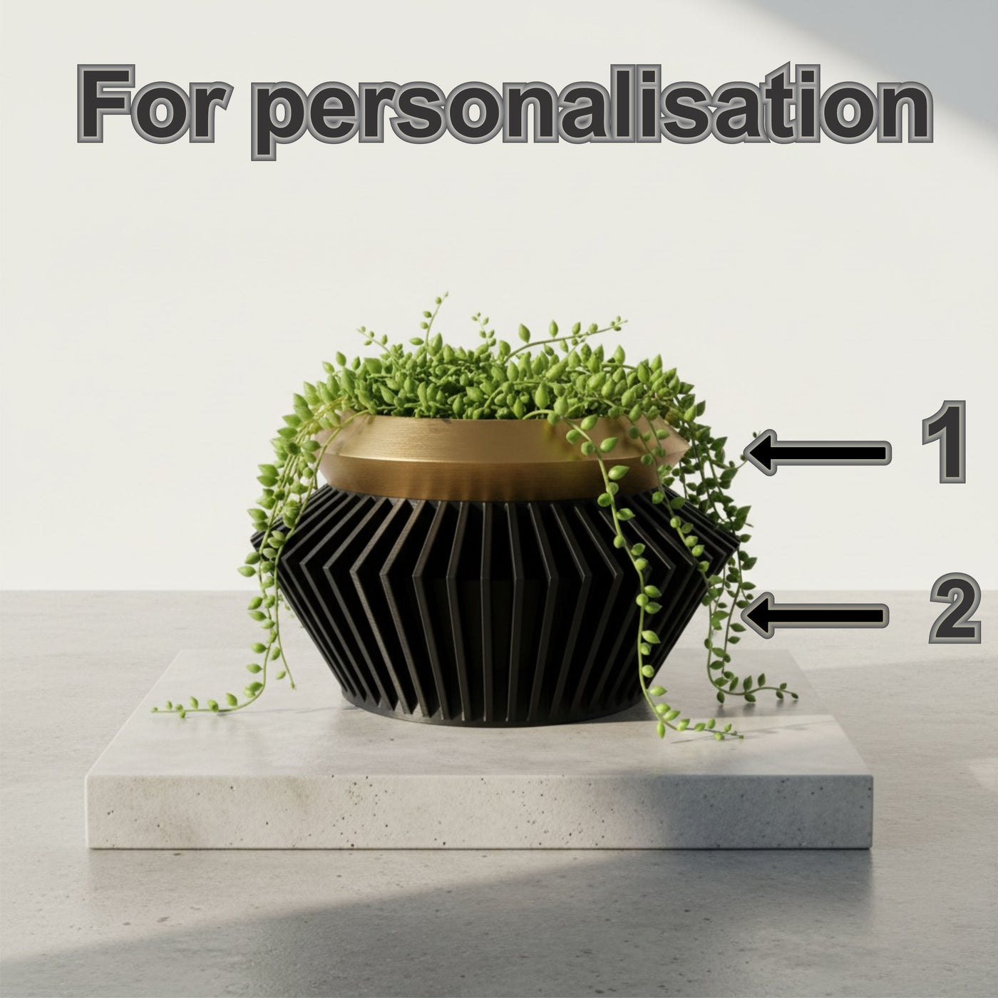 Quano ribbed indoor planter, product view 4