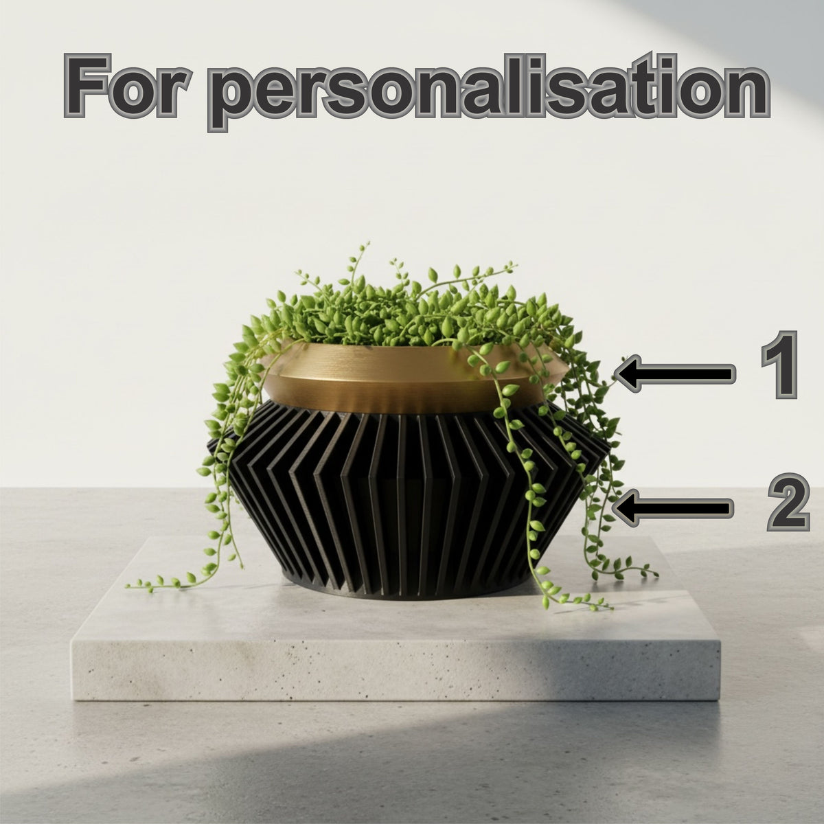 Quano ribbed indoor planter, product view 4