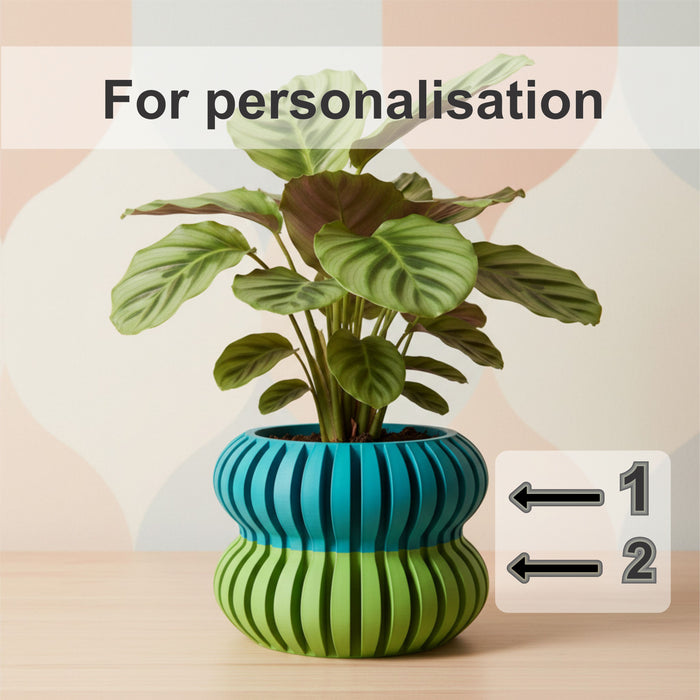 3D Printed Planter “Daso” – Textured Sculptural Plant Pot, Dual or Single Color Options