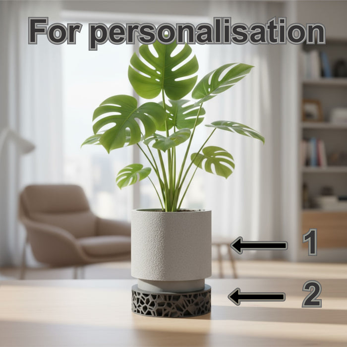 Custom 3D Printed Planter “Vori 2” – Cylinder Plant Pot with Geometric Base, Multicolor Option