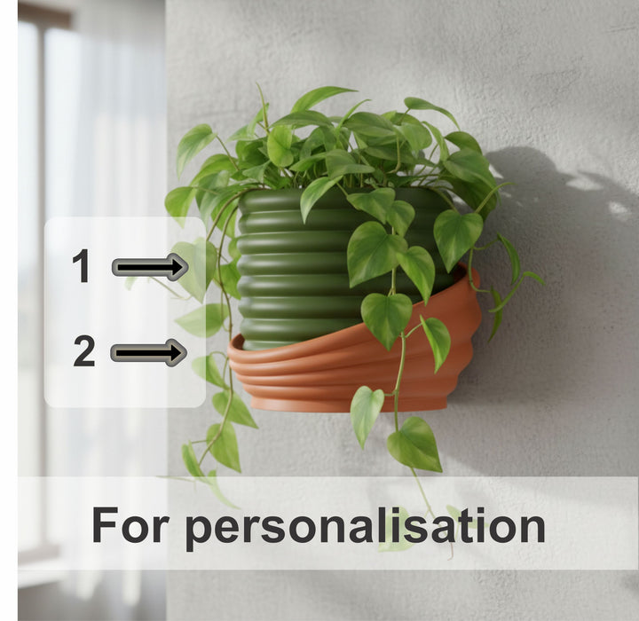 Wall Mounted Planter "Viren" with Optional Drainage, Modern Spiral Wall Plant Pot
