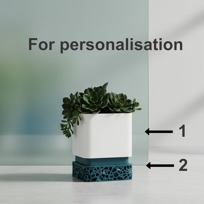Custom 3D Printed Planter “Vori Square” – Modern Square Plant Pot, Two-Tone or Solid Color