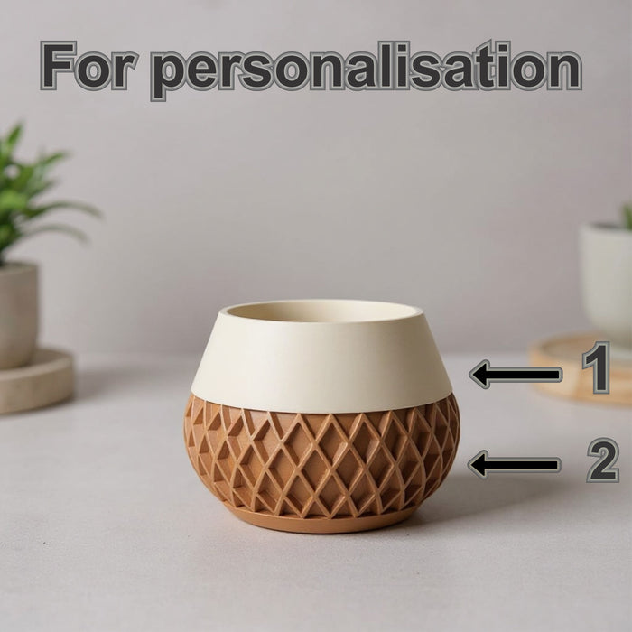 3D printed geometric planter, modern textured pot, designer plant pot – “Elson”