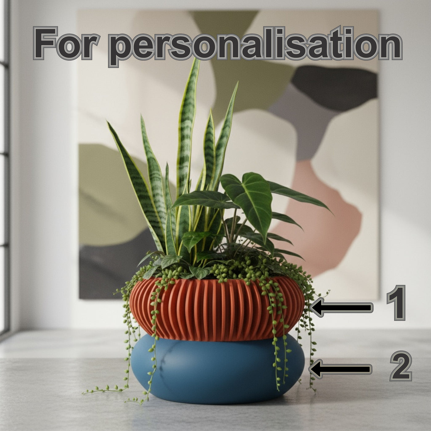 Elomi ribbed indoor planter, product view 9