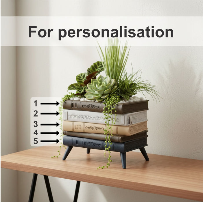 Book Stack Planter with Stand "Orven 5" — 3D Printed Modern Planter with Legs