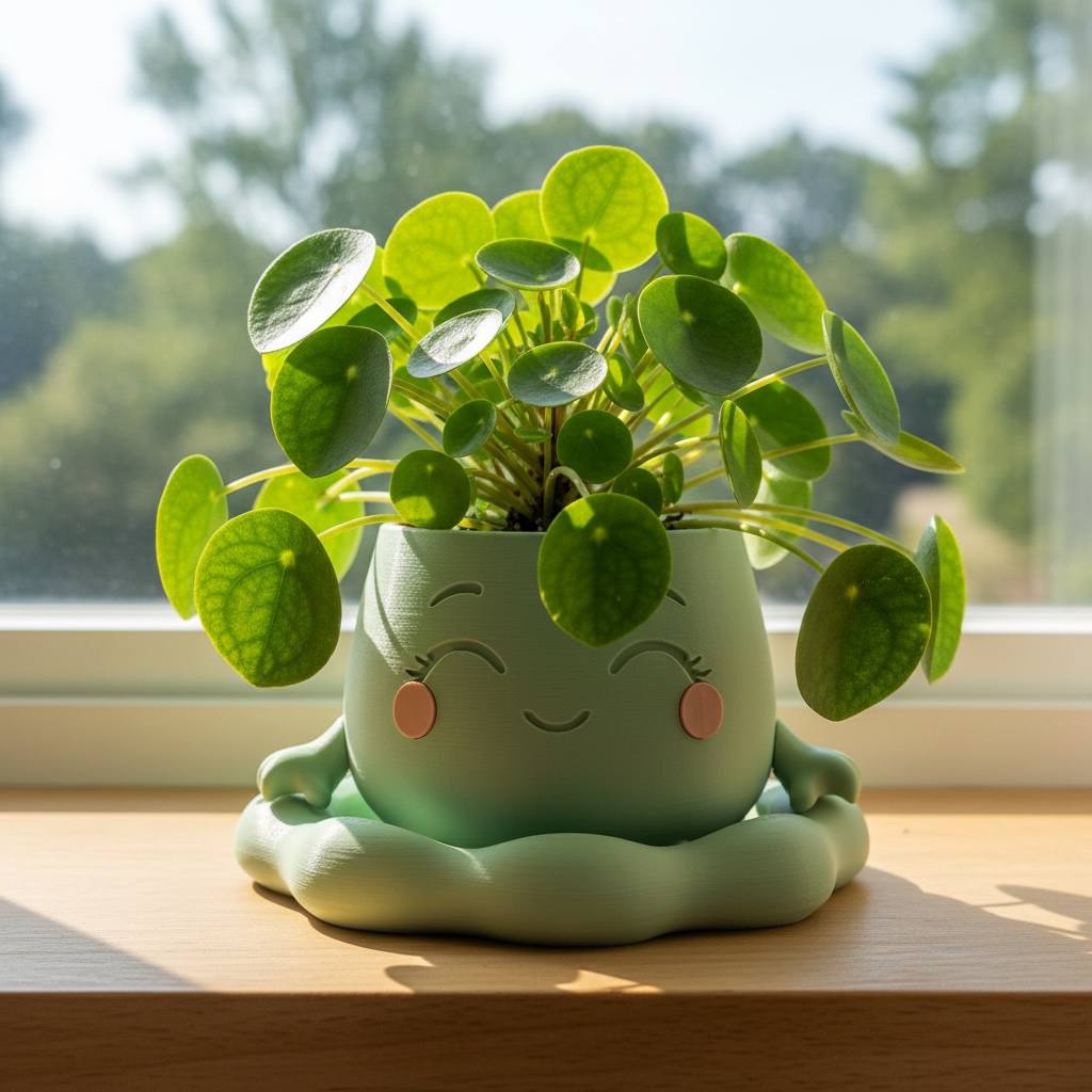 Pika a playful character form with removable leaf accents indoor planter, side view