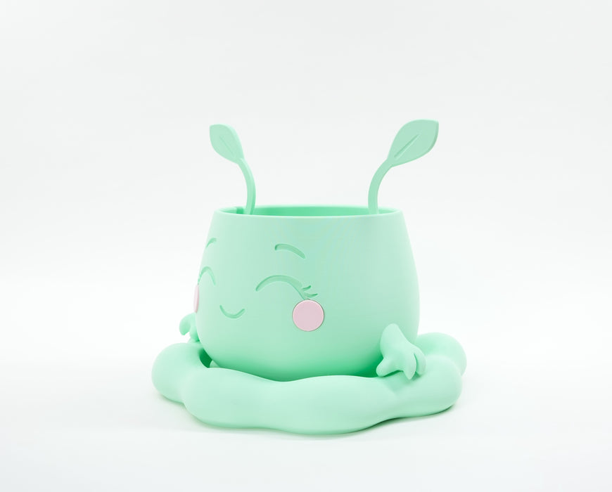 Pika a playful character form with removable leaf accents indoor planter, texture detail