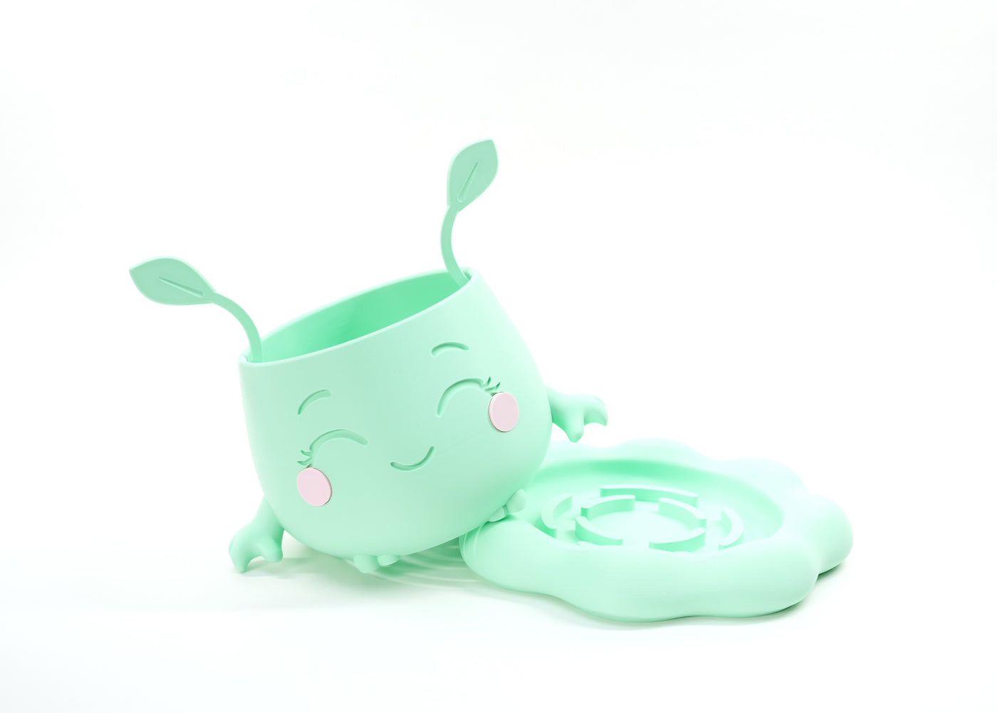 Pika a playful character form with removable leaf accents indoor planter, base detail