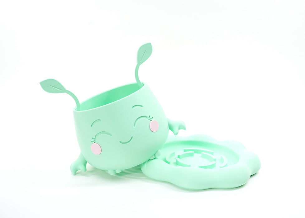 Pika a playful character form with removable leaf accents indoor planter, base detail