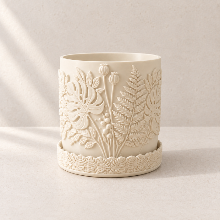 Botanical Relief Planter with Drainage Option | Canopy