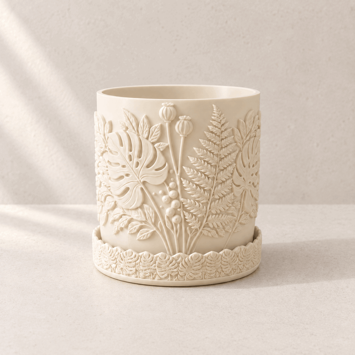 Botanical Relief Planter with Drainage Option | Canopy