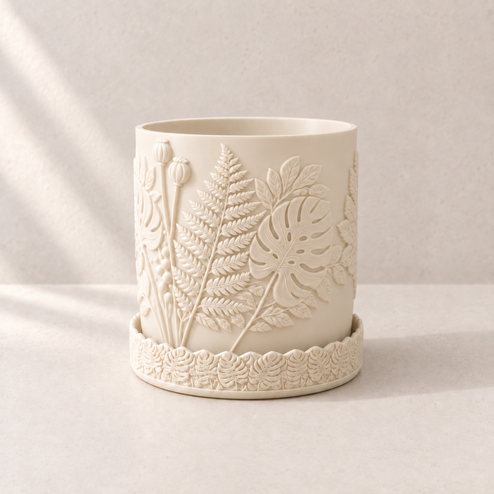 Botanical Relief Planter with Drainage Option | Canopy