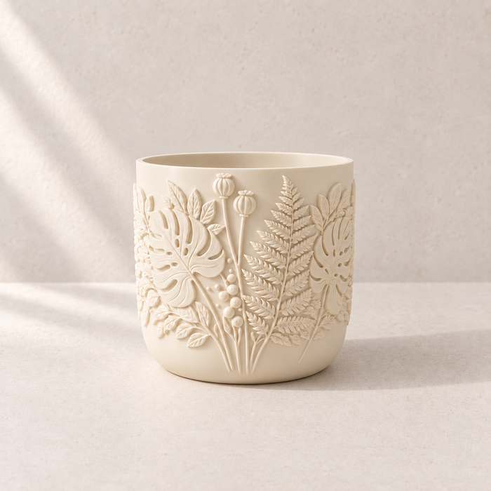 Botanical Relief Planter with Drainage Option | Canopy