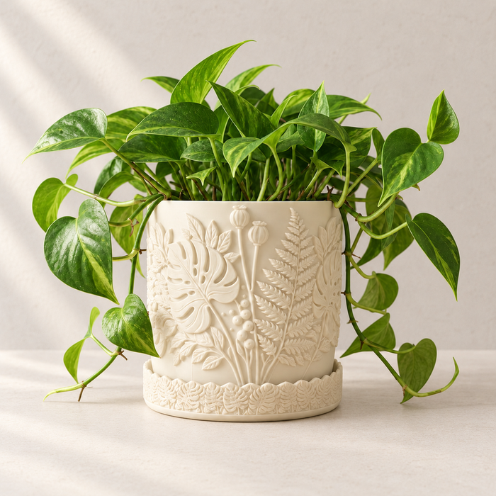 Botanical Relief Planter with Drainage Option | Canopy