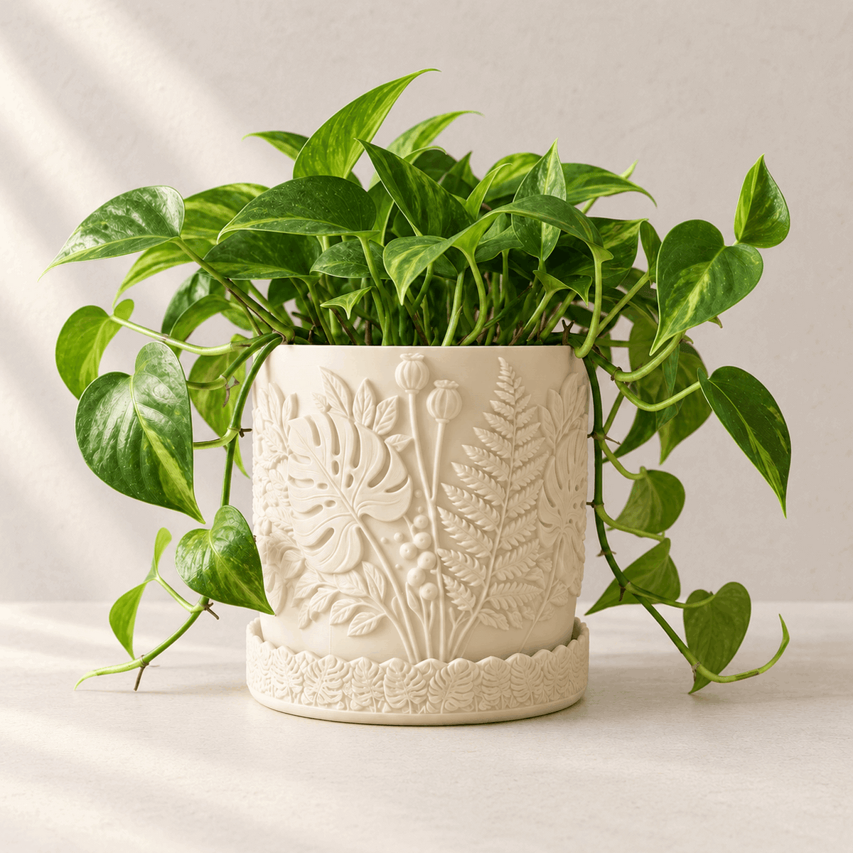 Botanical Relief Planter with Drainage Option | Canopy