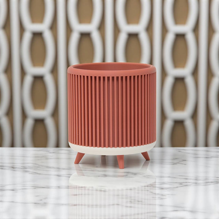 Planter pot “Quadra”– Ribbed 3D-Printed Planter with Legs, Drainage Hole or No Hole, Modern Plant Pot, Unique Planter, Housewarming Gift