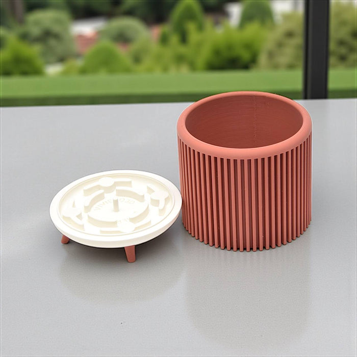 Planter pot “Quadra”– Ribbed 3D-Printed Planter with Legs, Drainage Hole or No Hole, Modern Plant Pot, Unique Planter, Housewarming Gift