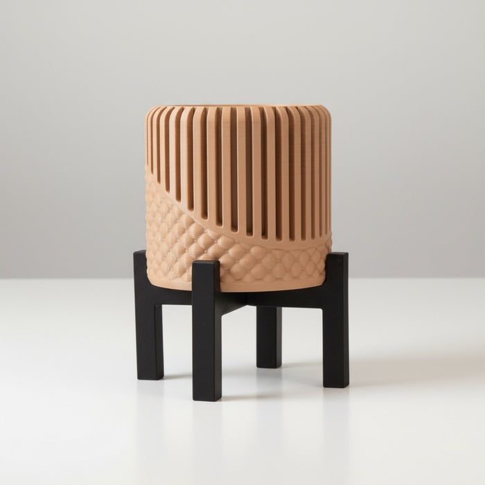 3D Printed Modular "Riona" Planter with Drainage, Insert & Stand | Customizable  with Screw Base