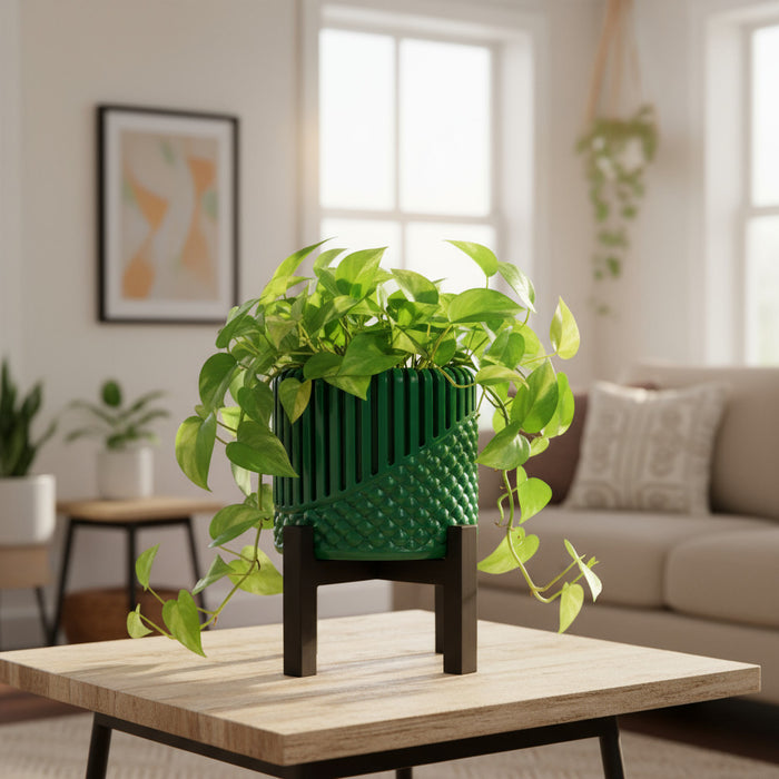 3D Printed Modular "Riona" Planter with Drainage, Insert & Stand | Customizable  with Screw Base