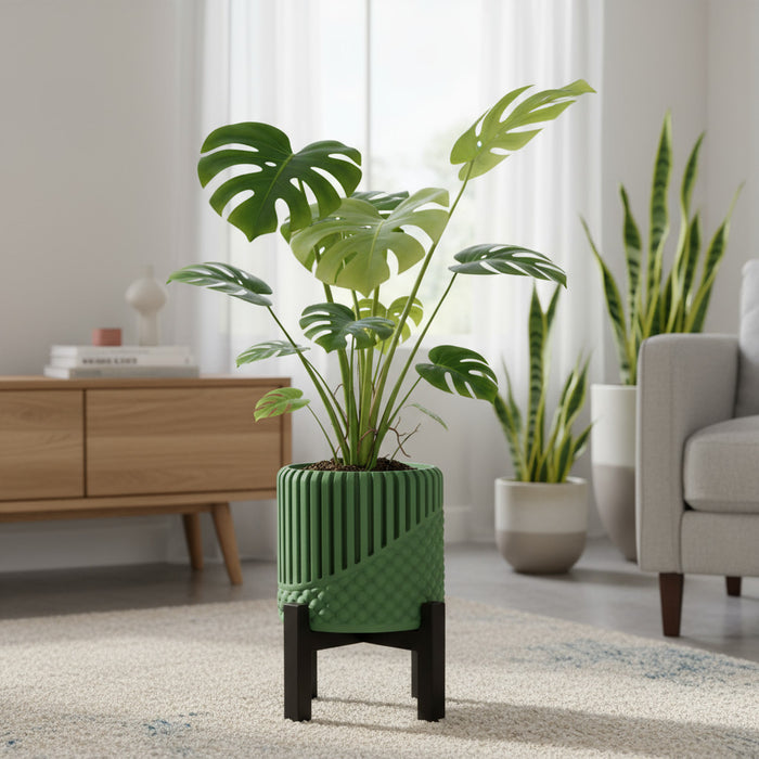 3D Printed Modular "Riona" Planter with Drainage, Insert & Stand | Customizable  with Screw Base
