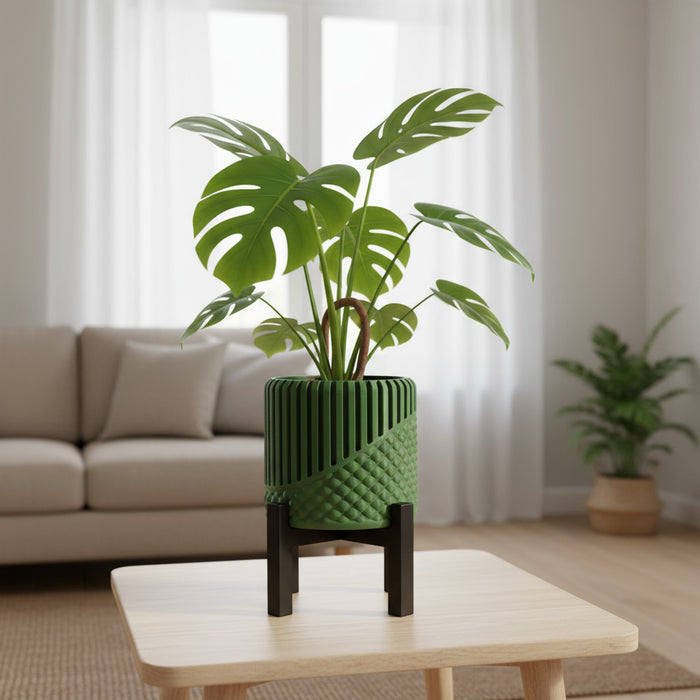 3D Printed Modular "Riona" Planter with Drainage, Insert & Stand | Customizable  with Screw Base
