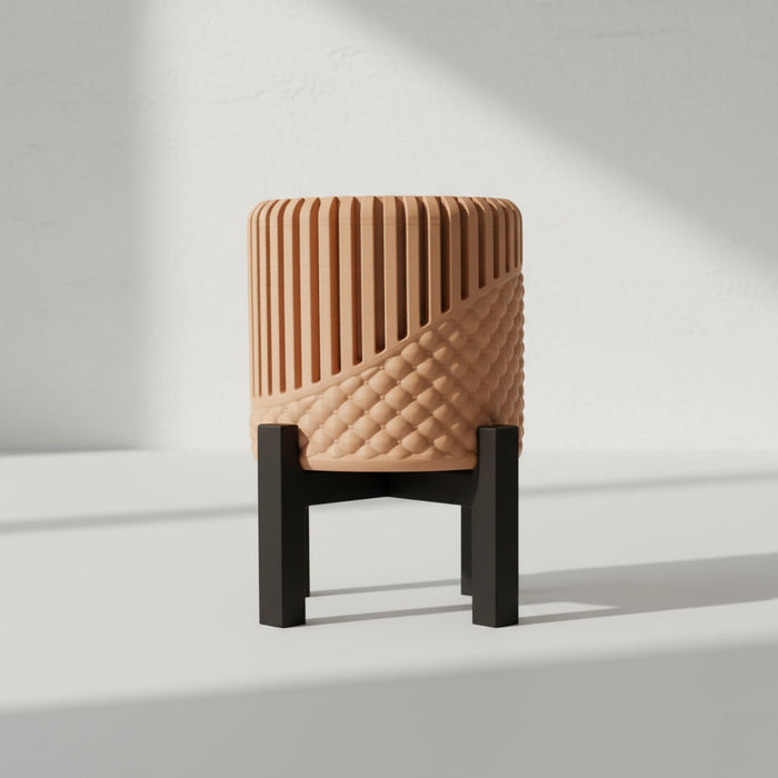 3D Printed Modular "Riona" Planter with Drainage, Insert & Stand | Customizable  with Screw Base