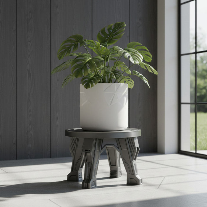 grey indoor plant stand Modern Plant Stand “RIVA” – Sculptural 3D Printed Pot Riser with Architectural Legs 10х6.5"|25х16.5cm