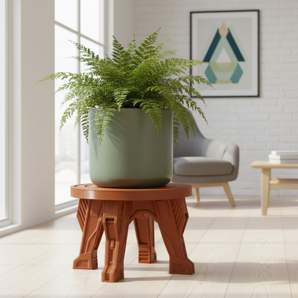 RIVA sculptural leg plant stand for indoor planters, side view