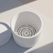Ribbed planter pot with matching tray, shown open to display the inner planting space and drainage design
