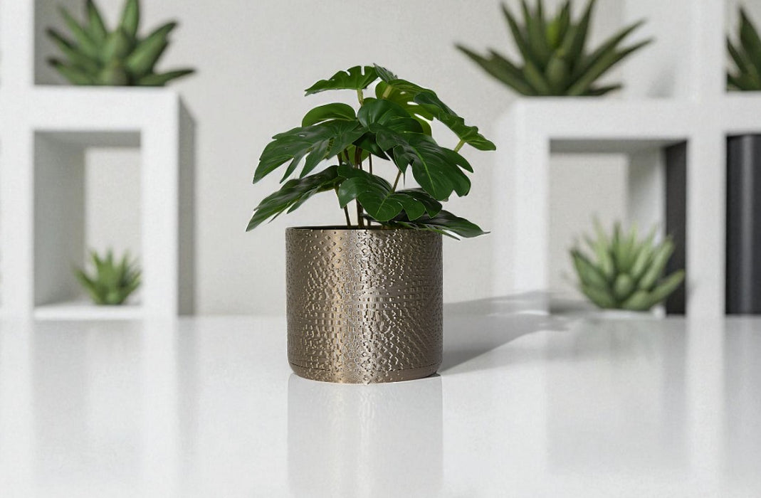 Aureo Textured Hammered Planter – 3D Printed Pot, Planter with Saucer