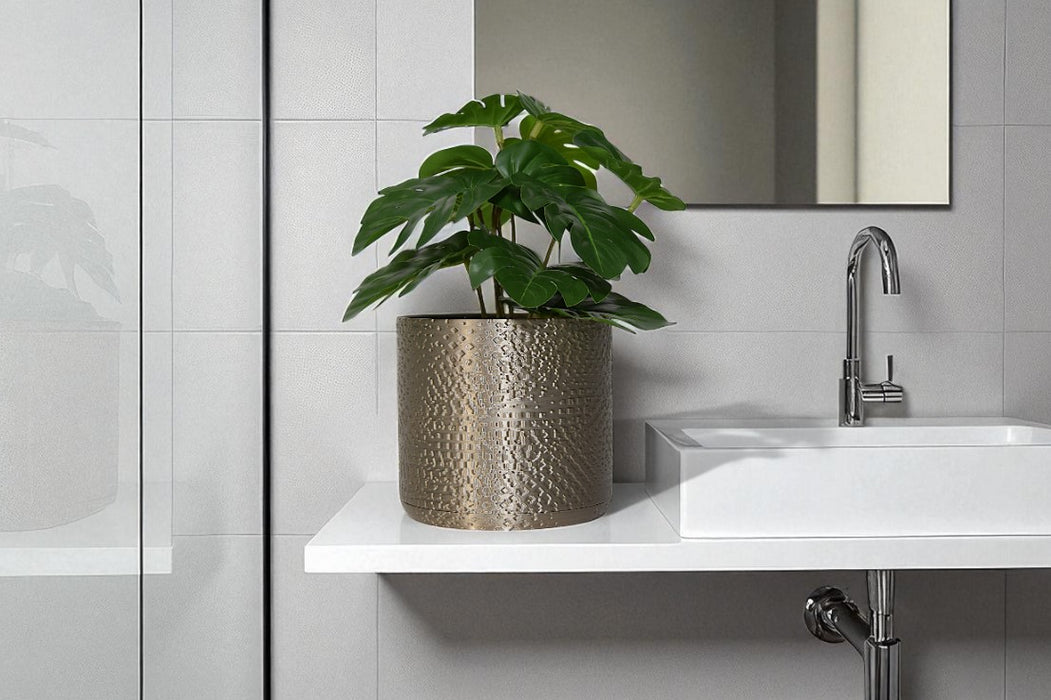 Aureo Textured Hammered Planter – 3D Printed Pot, Planter with Saucer