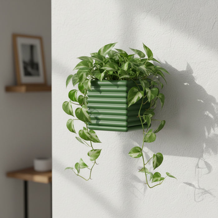 Wall Planter "Seno" – Ribbed Square Wall Mounted Plant Pot