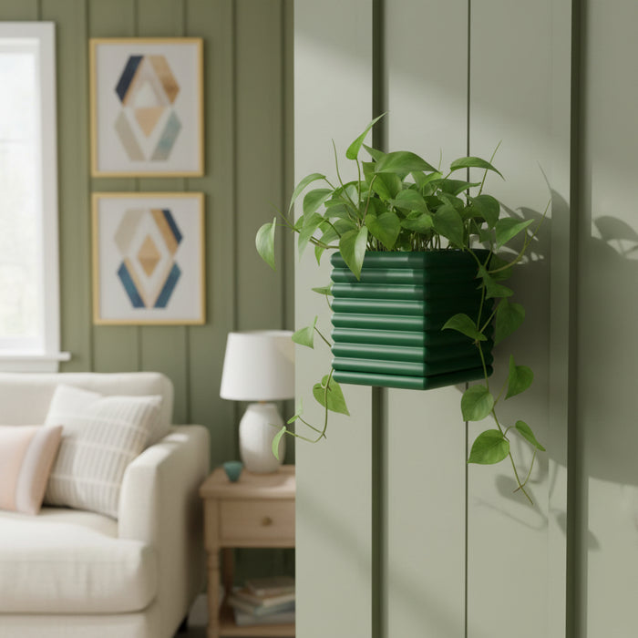 Wall Planter "Seno" – Ribbed Square Wall Mounted Plant Pot