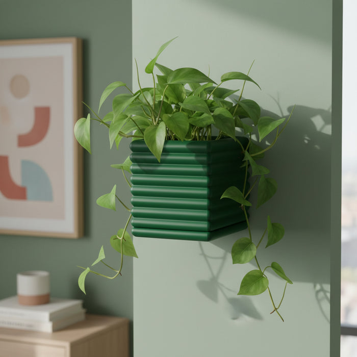 Wall Planter "Seno" – Ribbed Square Wall Mounted Plant Pot