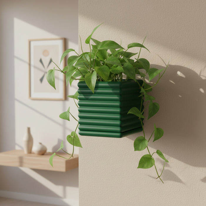Wall Planter "Seno" – Ribbed Square Wall Mounted Plant Pot