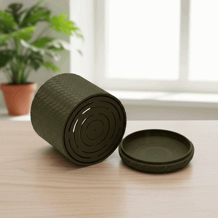 3D Printed Snake Texture Planter Pot “Serpen”  with Saucer | Textured Plant Pot · by Viviero3D