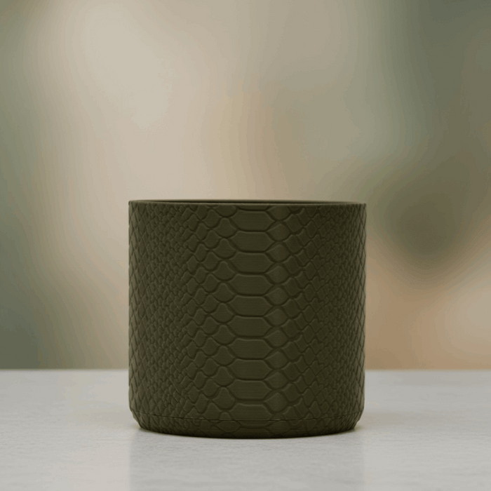 3D Printed Snake Texture Planter Pot “Serpen”  with Saucer | Textured Plant Pot · by Viviero3D