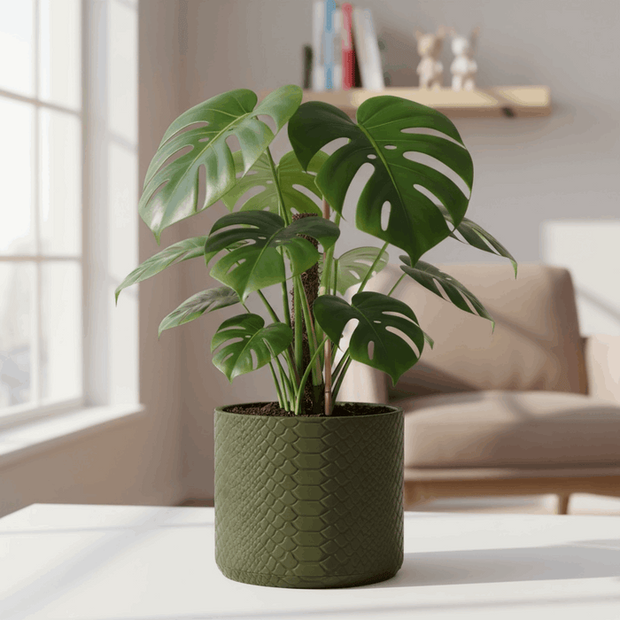 3D Printed Snake Texture Planter Pot “Serpen”  with Saucer | Textured Plant Pot · by Viviero3D