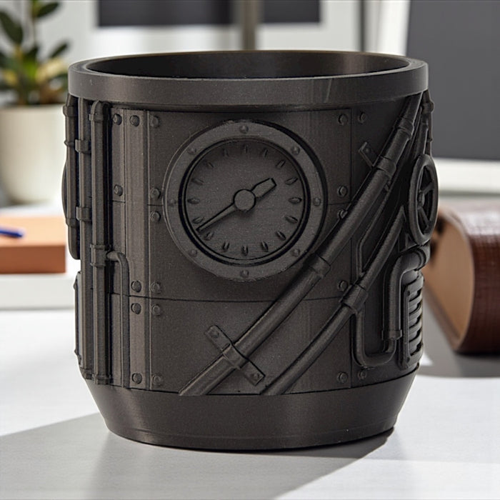 Steamcore Planter – Industrial Steampunk 3D Printed Plant Pot with Drainage Option