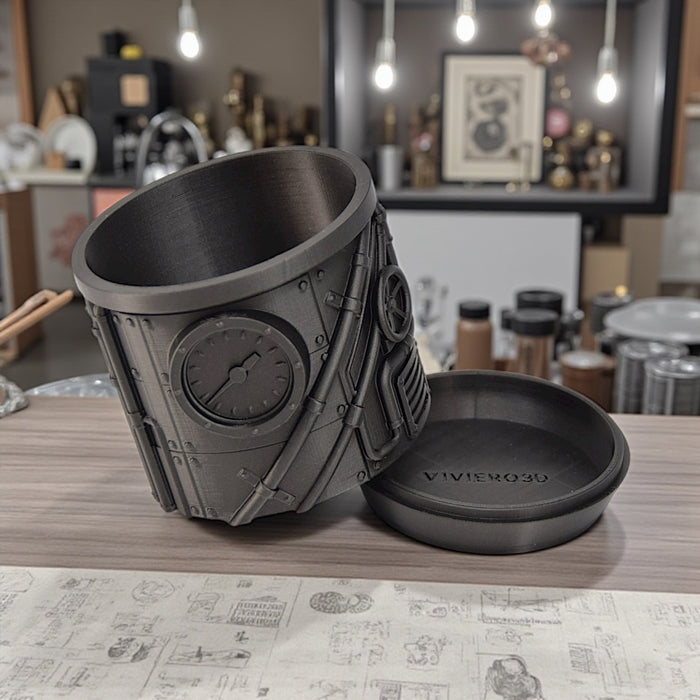 Steamcore Planter – Industrial Steampunk 3D Printed Plant Pot with Drainage Option