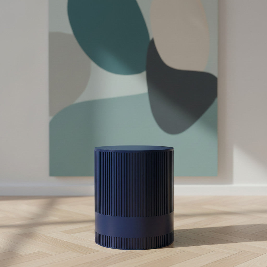 Talon cylindrical pedestal stand for indoor planters, side view