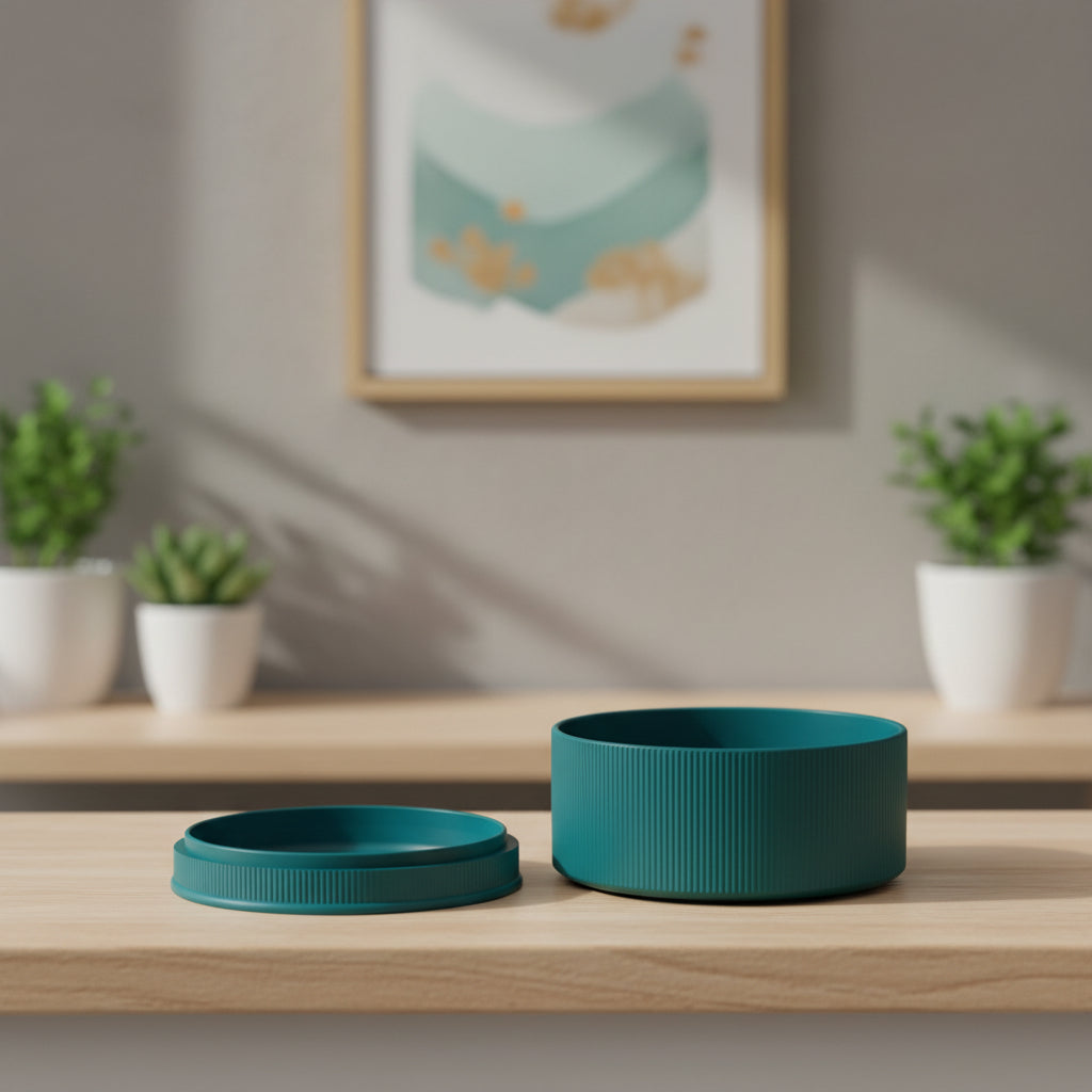 Tori shallow silhouette with fine ribbed texture bonsai planter, texture detail