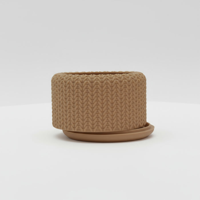 3D Printed Knit Texture Pot "Tressa" Planter with Drainage| Woven Pattern Pot · by Viviero3D