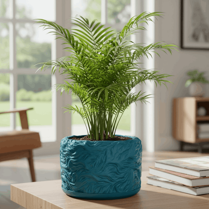 Organic Textured 3D Printed Planter “Verta” by Viviero3D – Sculptural Plant Pot, Ripple Decorative Design