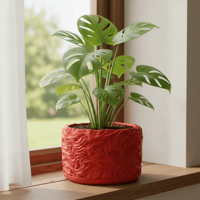 Organic Textured 3D Printed Planter “Verta” by Viviero3D – Sculptural Plant Pot, Ripple Decorative Design