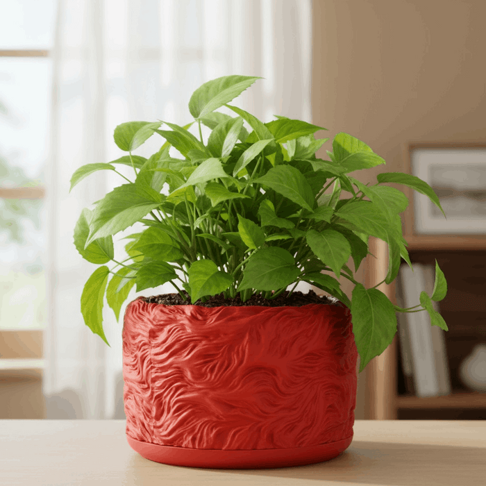 Organic Textured 3D Printed Planter “Verta” by Viviero3D – Sculptural Plant Pot, Ripple Decorative Design