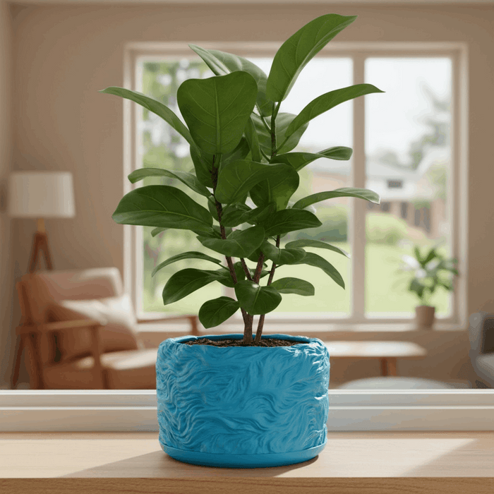 Organic Textured 3D Printed Planter “Verta” by Viviero3D – Sculptural Plant Pot, Ripple Decorative Design